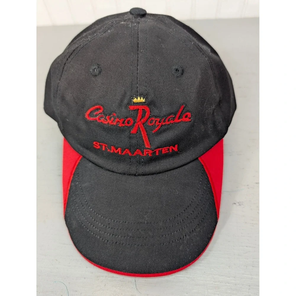 Casino‎ Royale St. Maarten Baseball Cap Men's Embroidered Red Black Adjustable